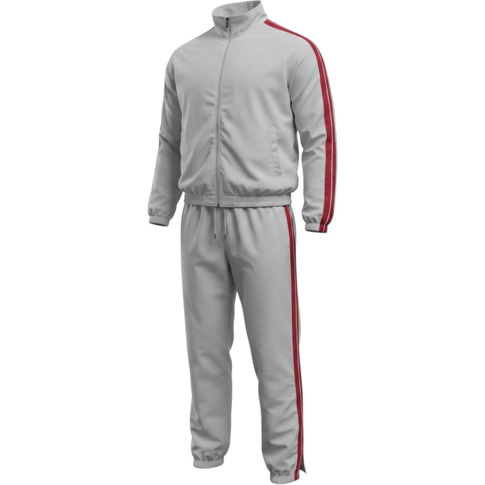 Reebok Mens Vintage Tracksuit Set Grey Red Stripe Jacket Pants Size Large